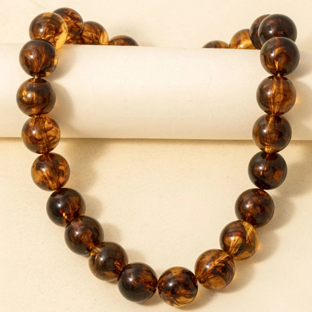 large Brown tortoise beaded necklace 