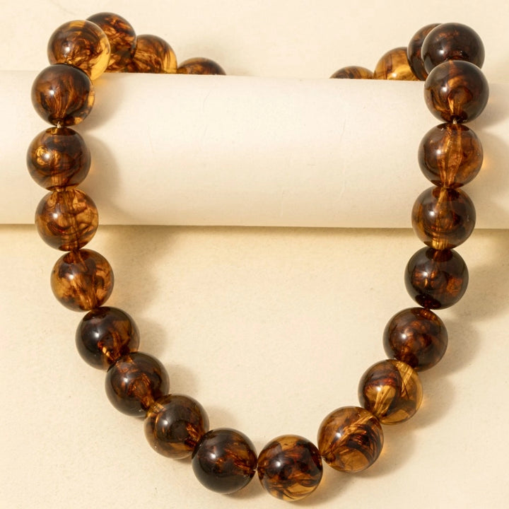 large Brown tortoise beaded necklace 