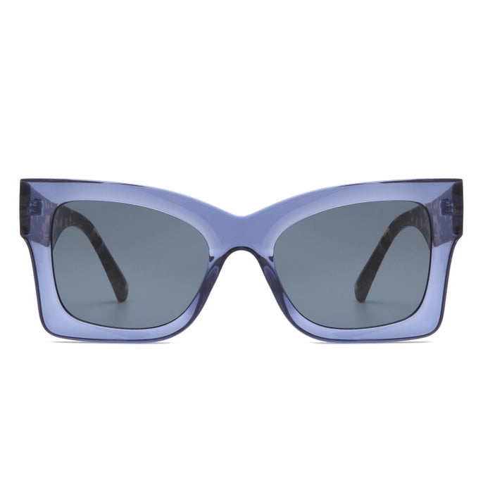 RETRO SQUARE CAT EYE SUNGLASSES-BLUE/TORTOISE