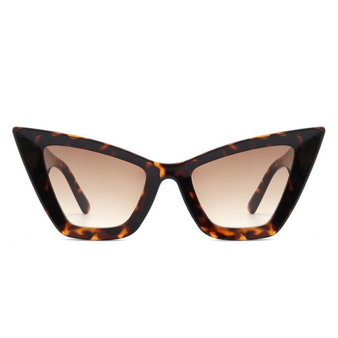 RETRO SQUARE HIGH POINTED CAT EYE SUNGLASSES-TORTOISE