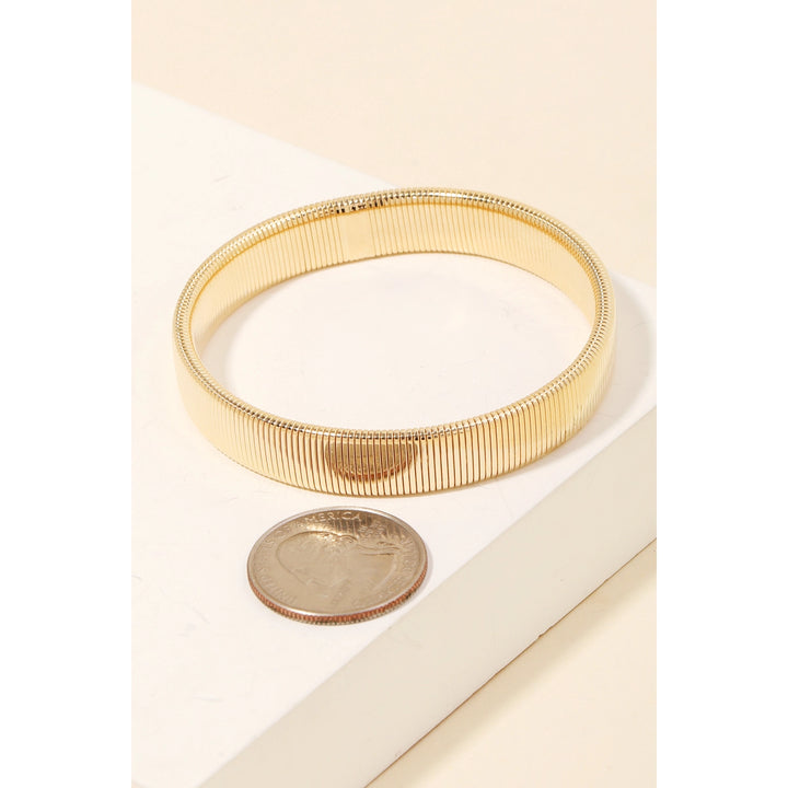 RIBBED STRETCH BANGLE BRACELET-GOLD
