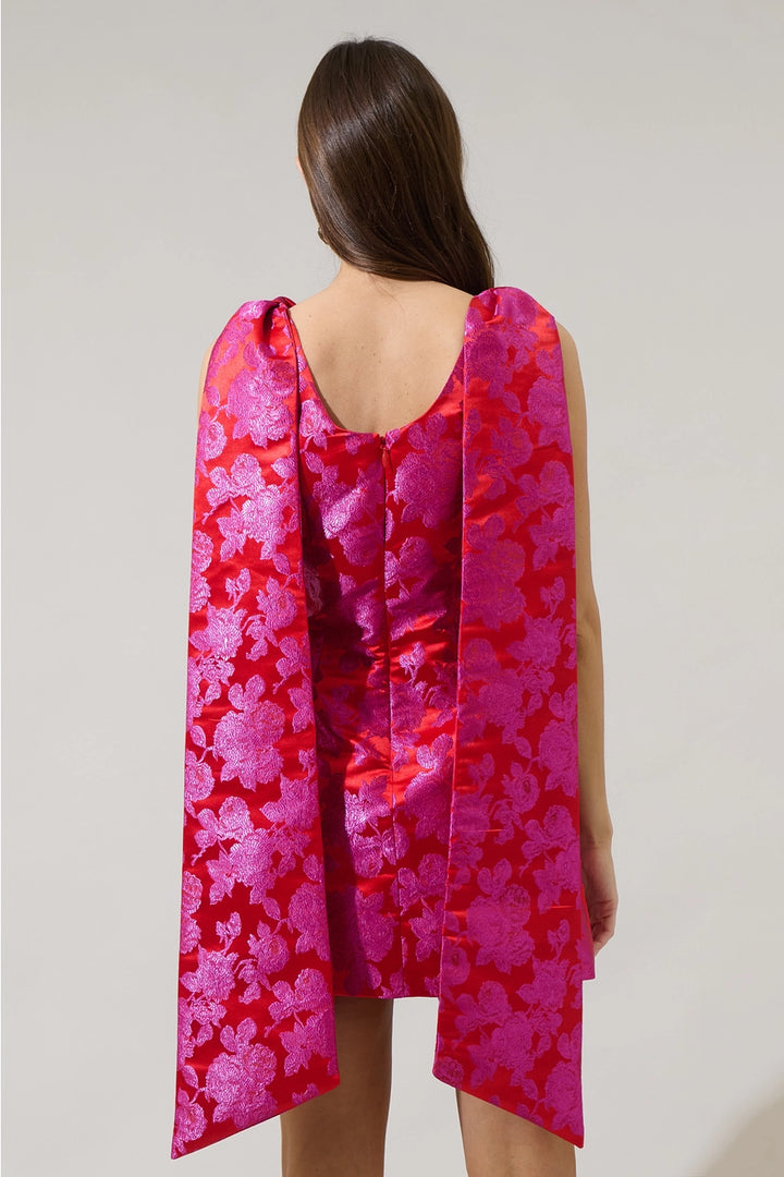 DUSON FLORAL HILL MINI DRESS-PINK/RED