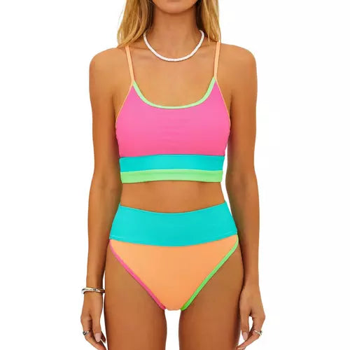 EVA TOP-AQUA HAZE COLOR BLOCK