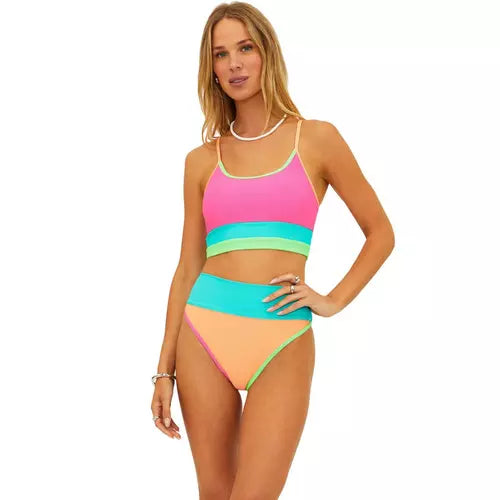 EVA TOP-AQUA HAZE COLOR BLOCK