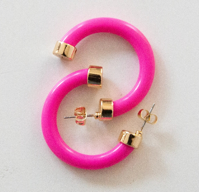 MINI HOOPS-HOT PINK