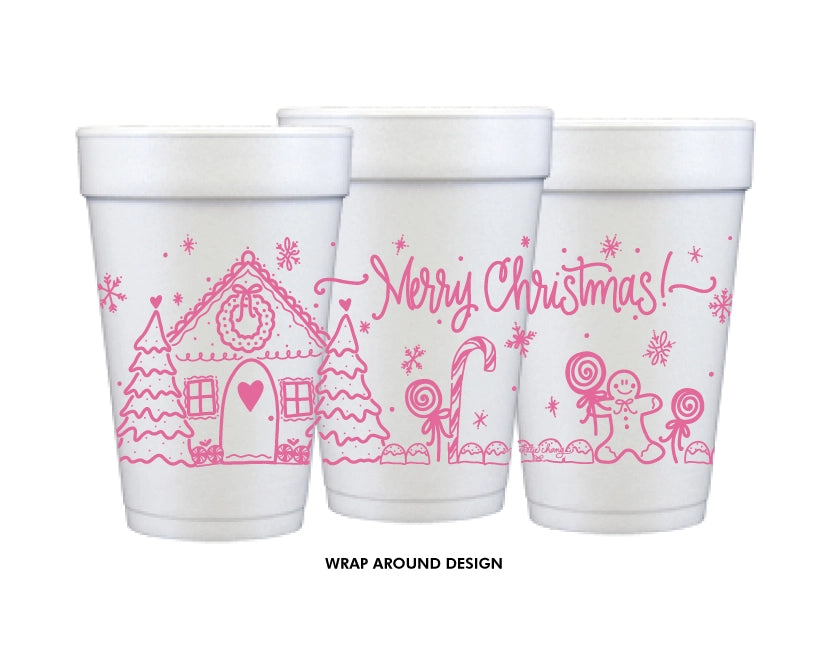 GINGERBREAD CHRISTMAS FOAM CUP-PINK