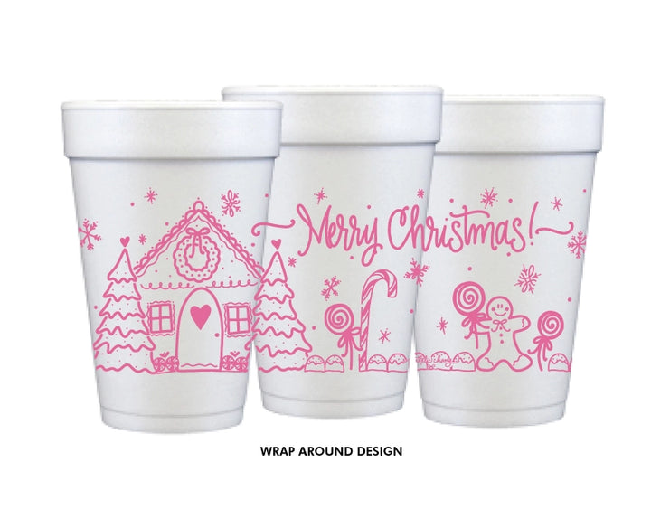 GINGERBREAD CHRISTMAS FOAM CUP-PINK