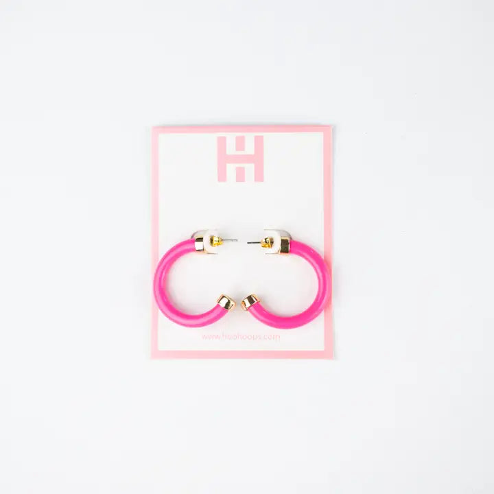 MINI HOOPS-HOT PINK