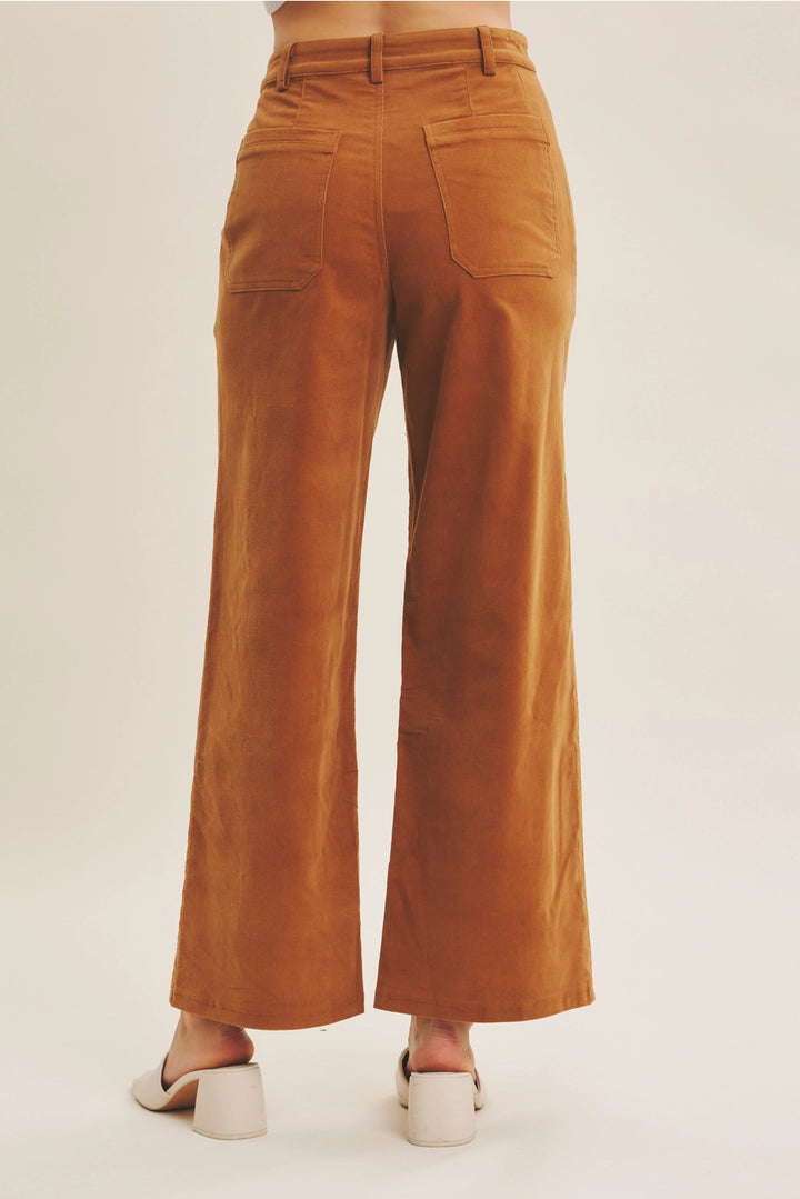 CORDUROY WIDE LEG PANT-MOCHA