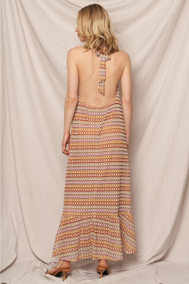 HALTER NECK CROCHET MAXI DRESS-MULTI The Gatorbug HALTER NECK CROCHET MAXI DRESS-MULTI The Gatorbug