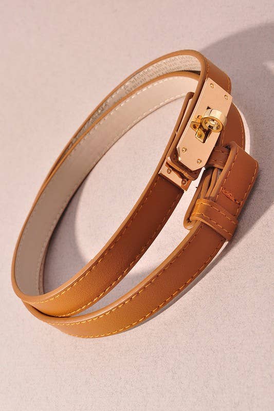 TURLOCK ACCENT SKINNY BELT-CAMEL