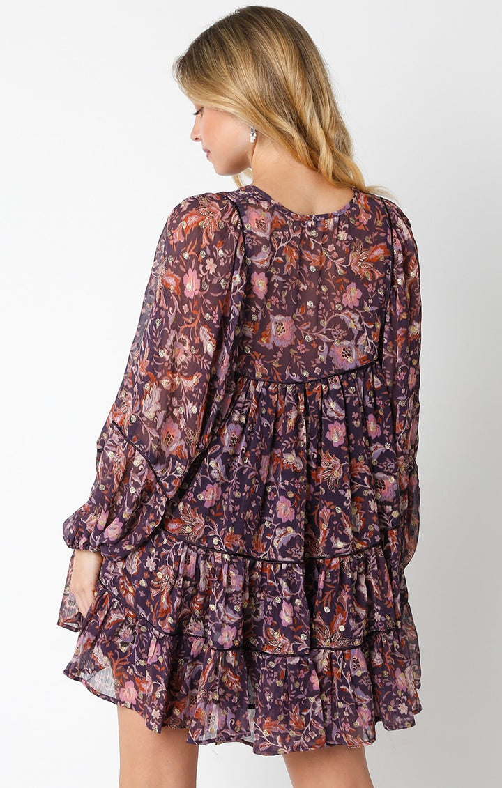 REAGAN DRESS-DK PURPLE/BLUSH