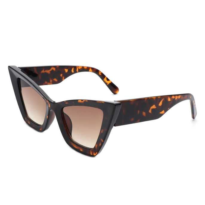 RETRO SQUARE HIGH POINTED CAT EYE SUNGLASSES-TORTOISE