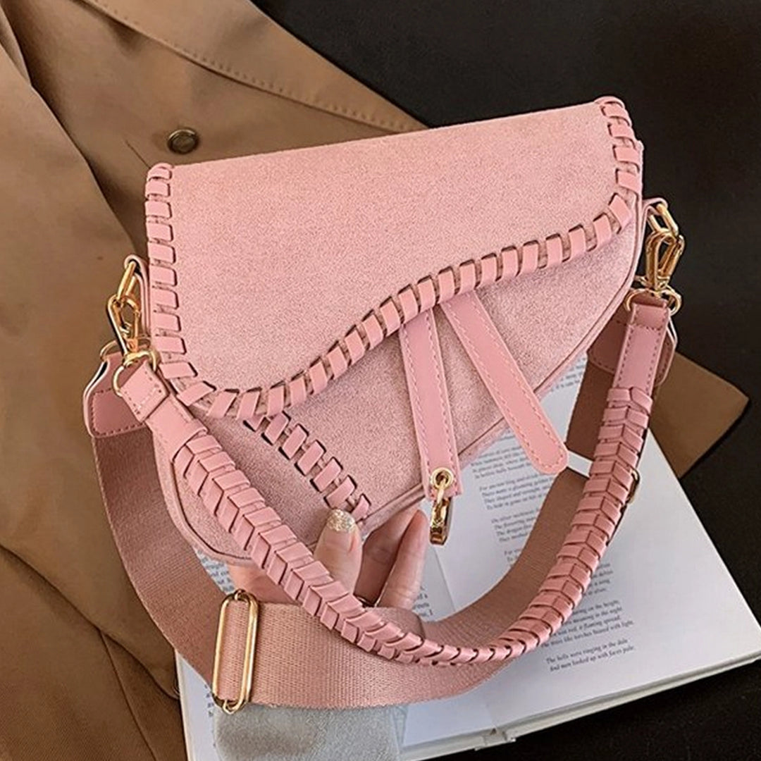 FAUX SUEDE SADDLE BAG-PINK