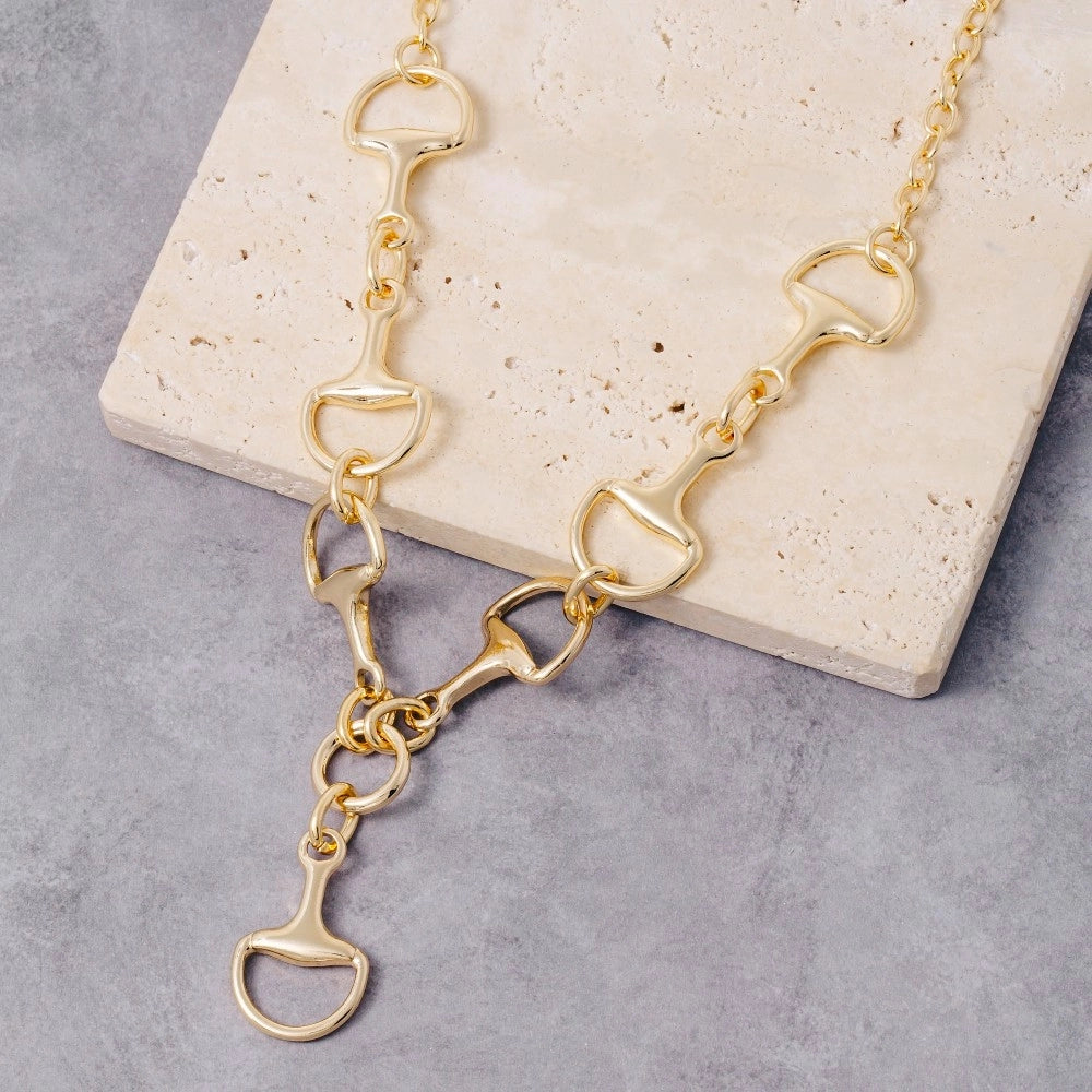 MIXED D LINK CHAIN NECKLACE-GOLD