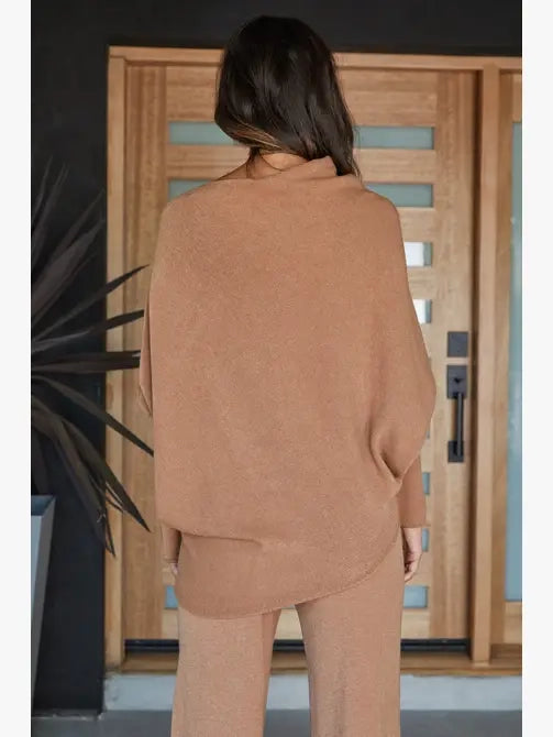 ASYMMETRICAL SWEATER-CARAMEL