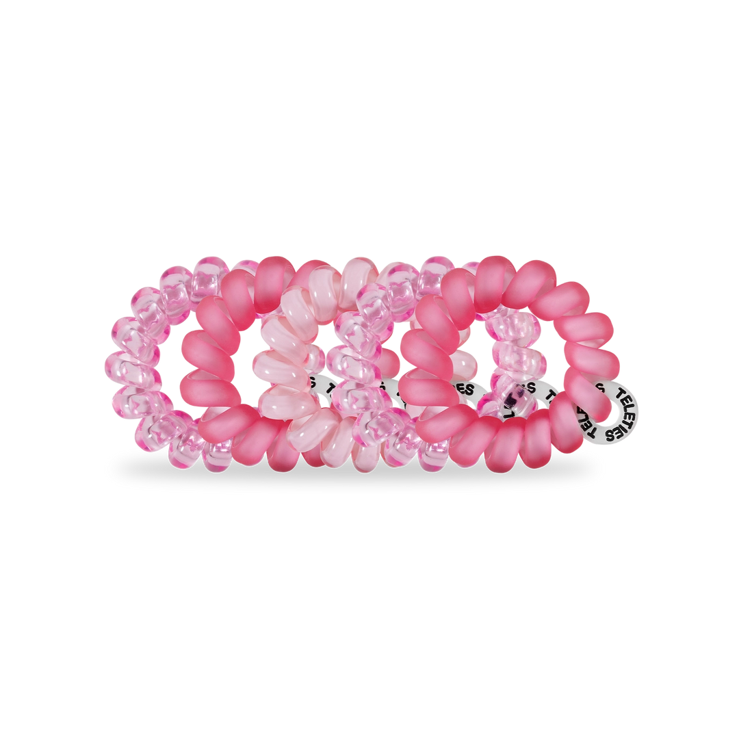 TINY SPIRAL HAIR TIES-PRETTY IN PINK