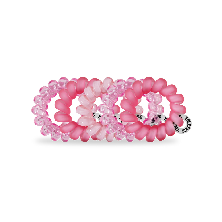 TINY SPIRAL HAIR TIES-PRETTY IN PINK