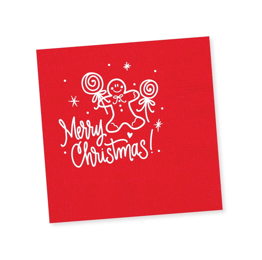 GINGERBREAD CHRISTMAS NAPKINS-RED