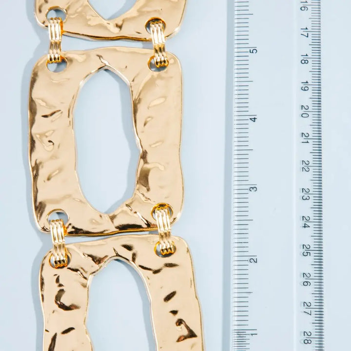 HAMMERED RECTANGLE CHAIN LINK BELT-GOLD