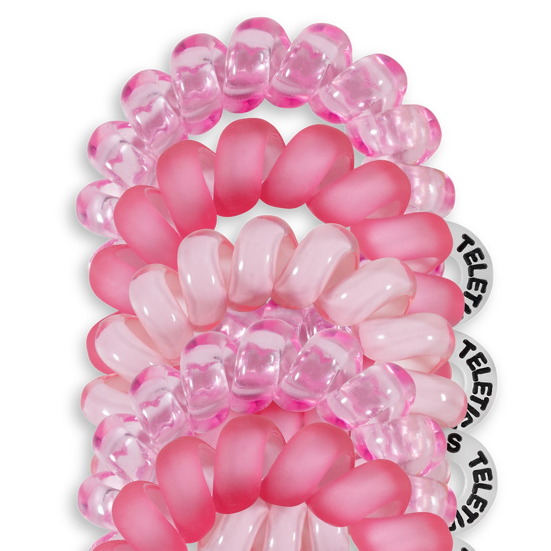 TINY SPIRAL HAIR TIES-PRETTY IN PINK