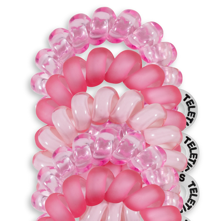 TINY SPIRAL HAIR TIES-PRETTY IN PINK