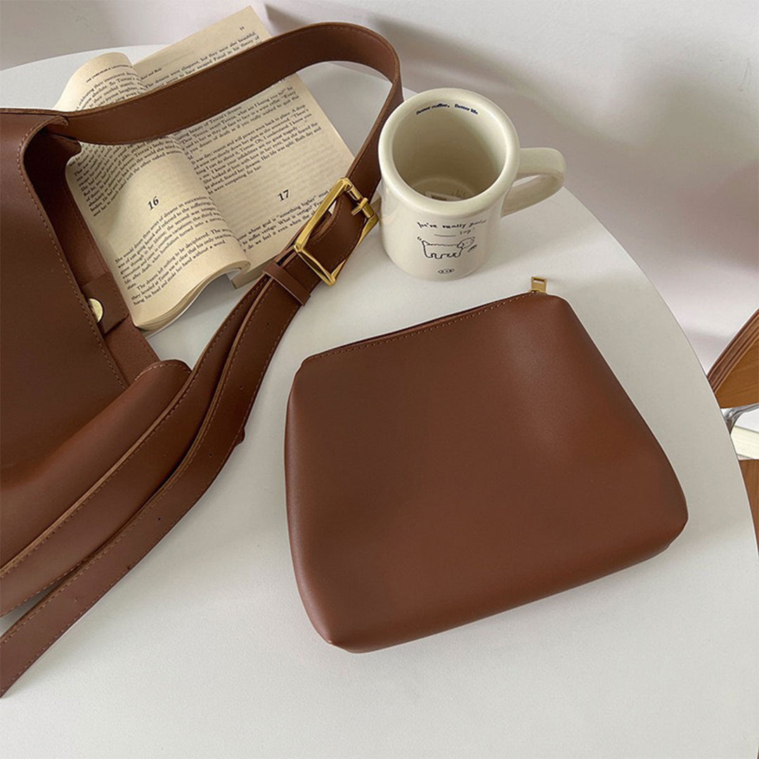 BUCKET MESSENGER BAG-DARK BROWN