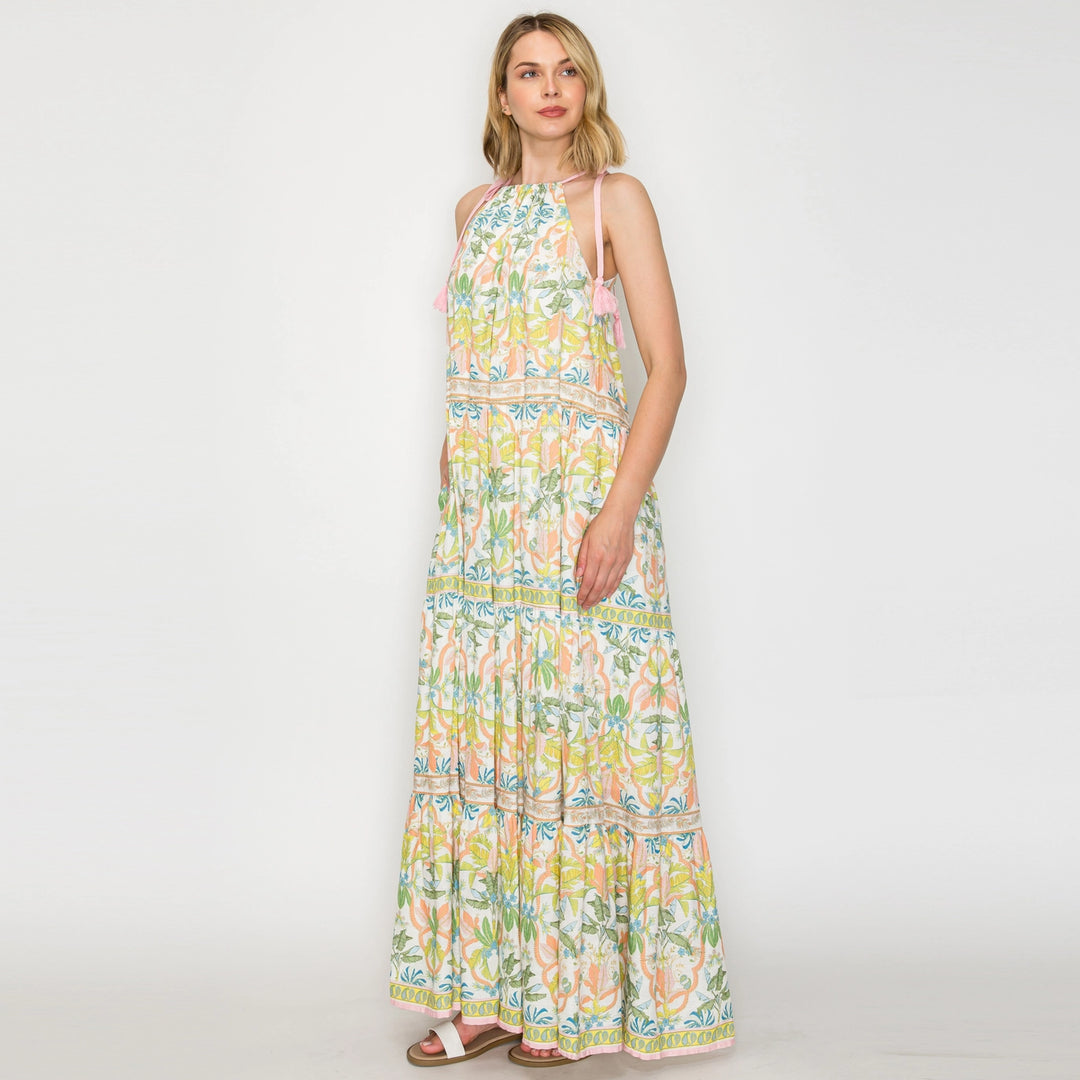 JUNGLE PRINT MAXI DRESS-LEMON YELLOW