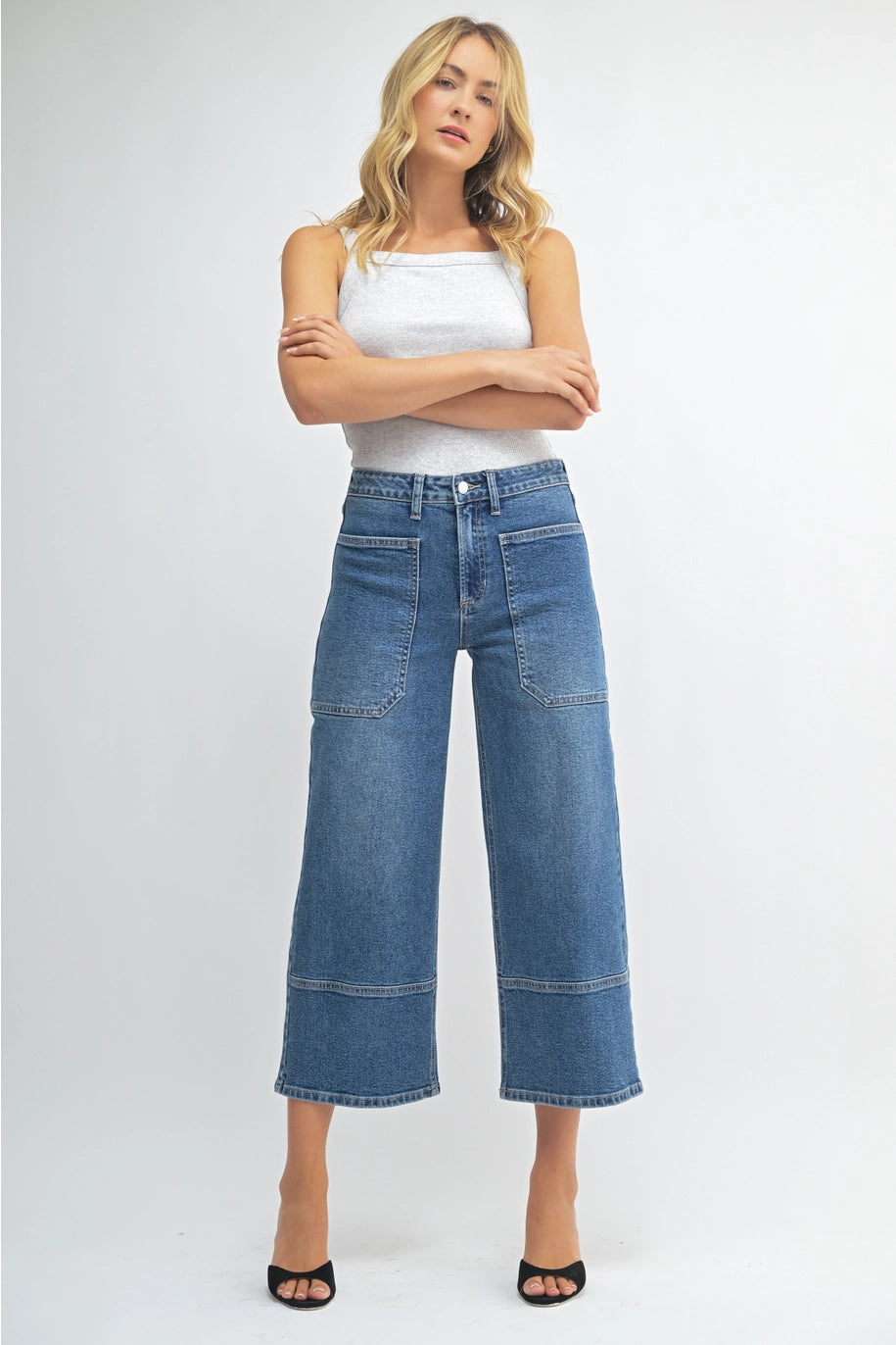 MILA HIGH RISE CROPPED WIDE LEG-MEDIUM DENIM
