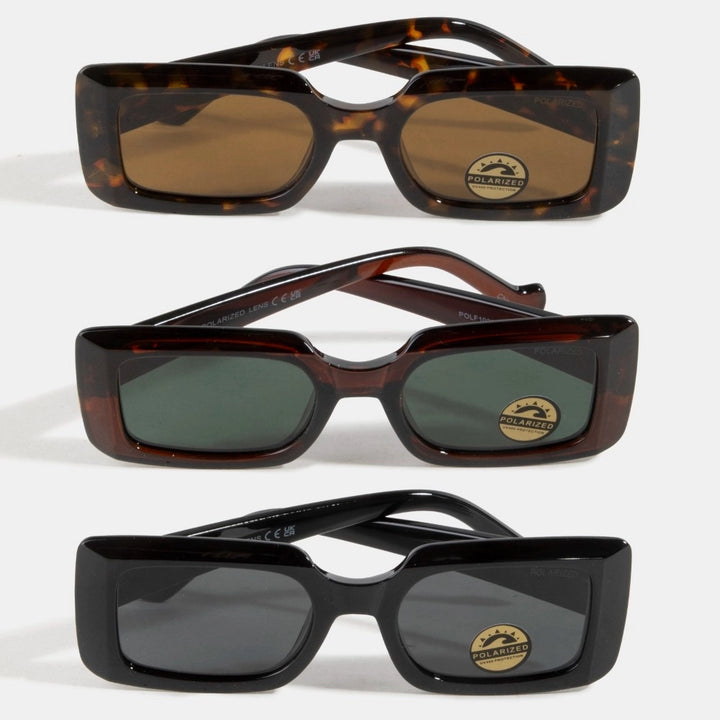 POLARIZED RECTANGLE SUNGLASSES-BLACK