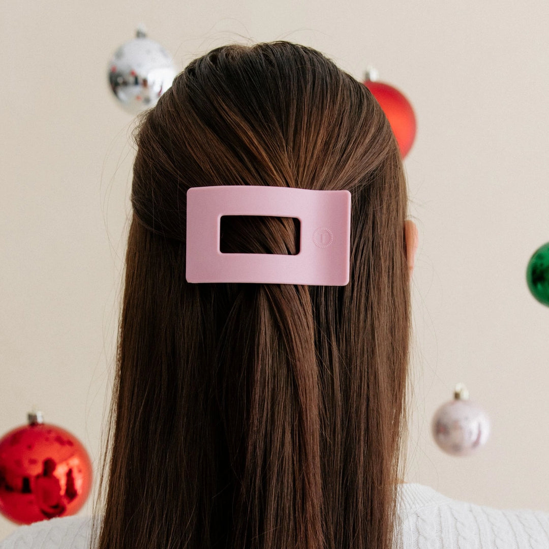 SMALL FLAT RECTANGLE HAIR CLIP-MERRY PINKMAS