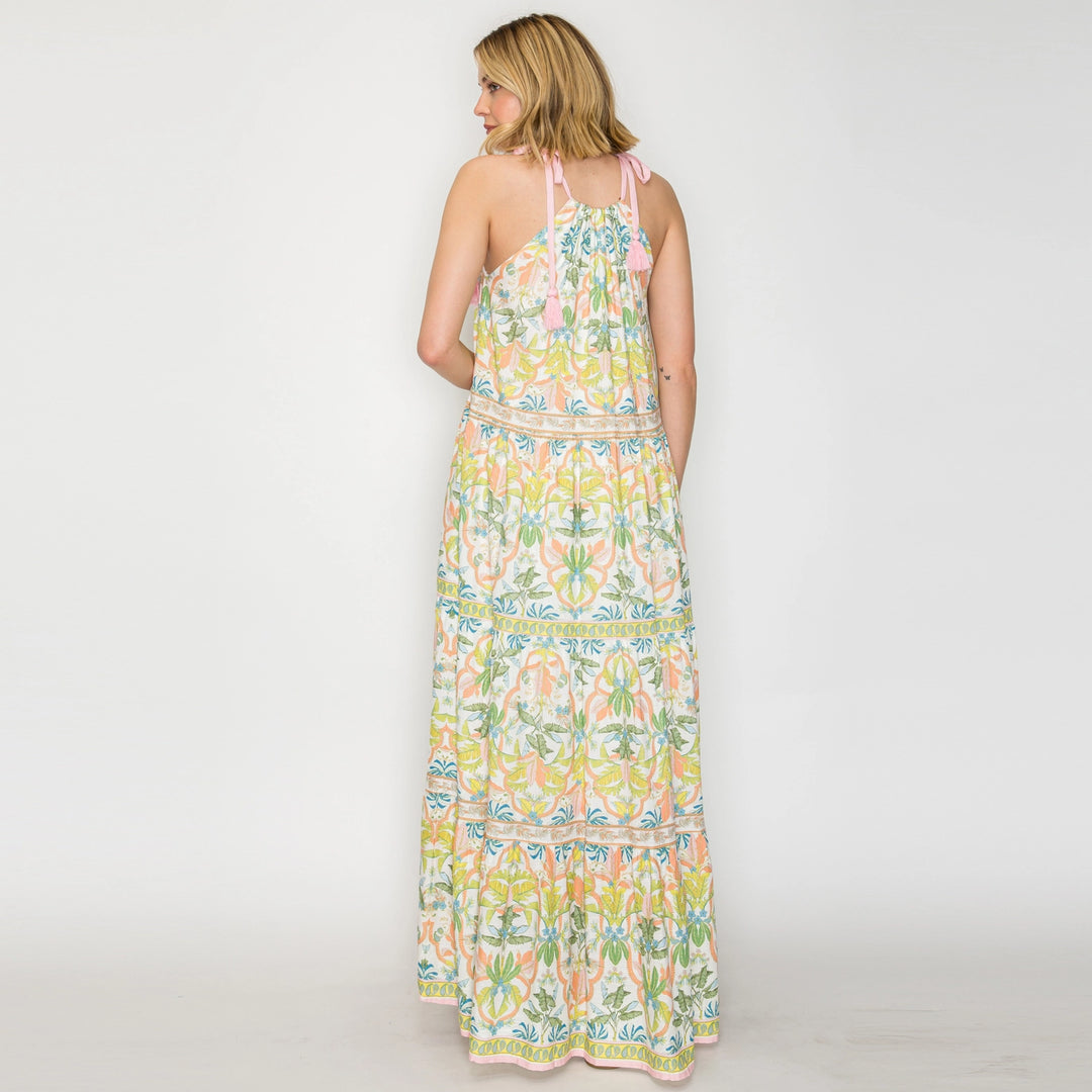 JUNGLE PRINT MAXI DRESS-LEMON YELLOW