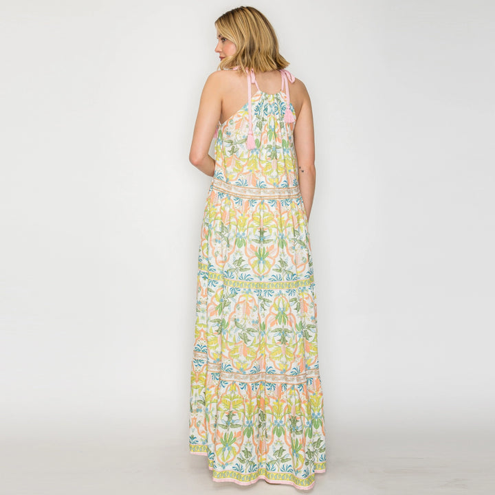 JUNGLE PRINT MAXI DRESS-LEMON YELLOW