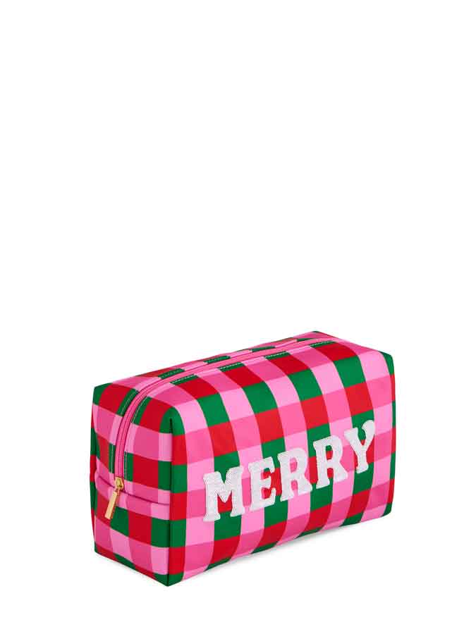 CARA MERRY ZIP POUCH-PINK/GREEN