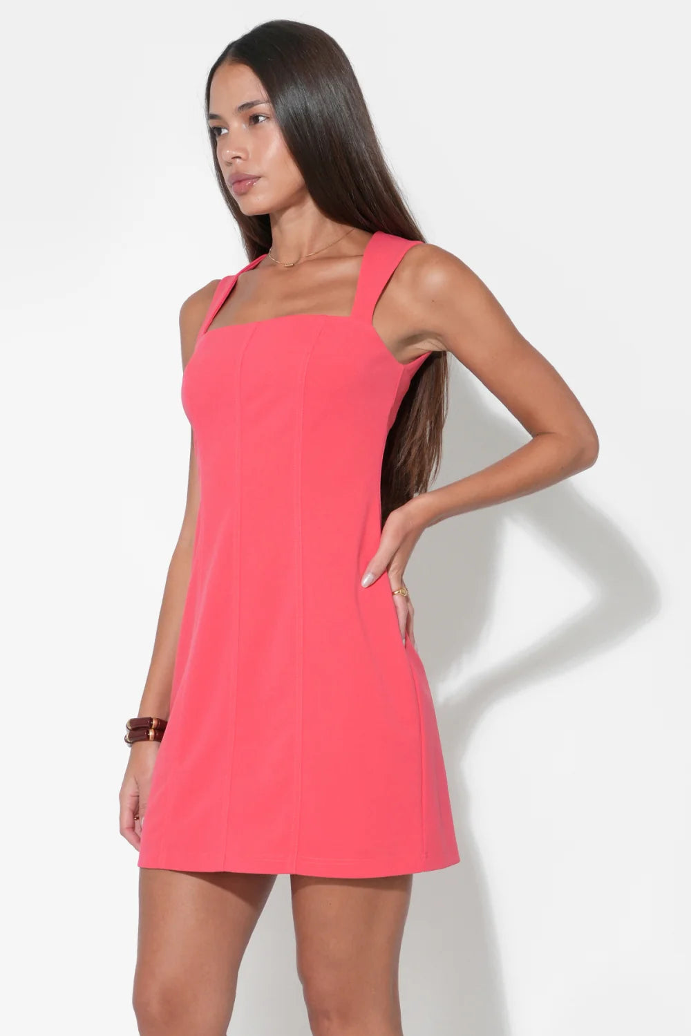 KIARA CUT OUT BACK SLIM MINI DRESS-POPPY