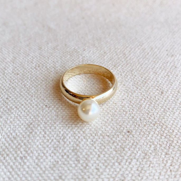 18K GOLD FILLED SOLITAIRE PEARL RING