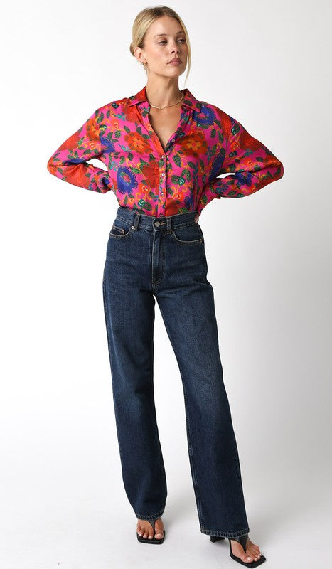 FLORRIE TOP-FUCHSIA FLORAL