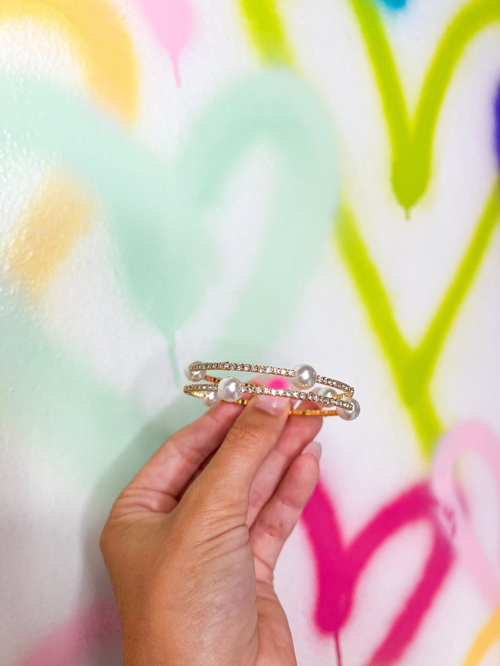 AMBER PEARL GIRL BRACELETS-GOLD/CLEAR