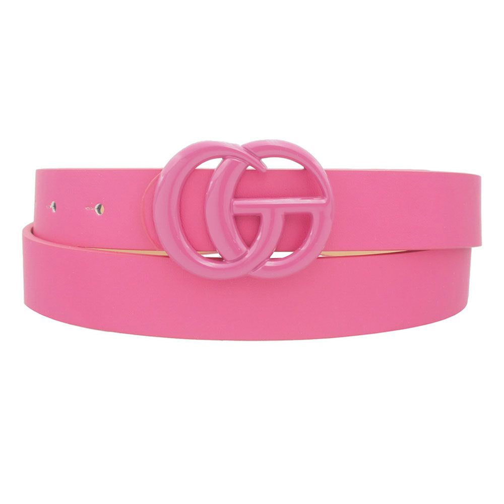 COLOR COATED G BUCKLE BELT-FUSCHIA