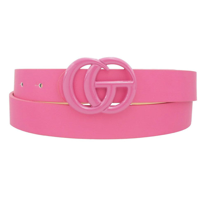 COLOR COATED G BUCKLE BELT-FUSCHIA