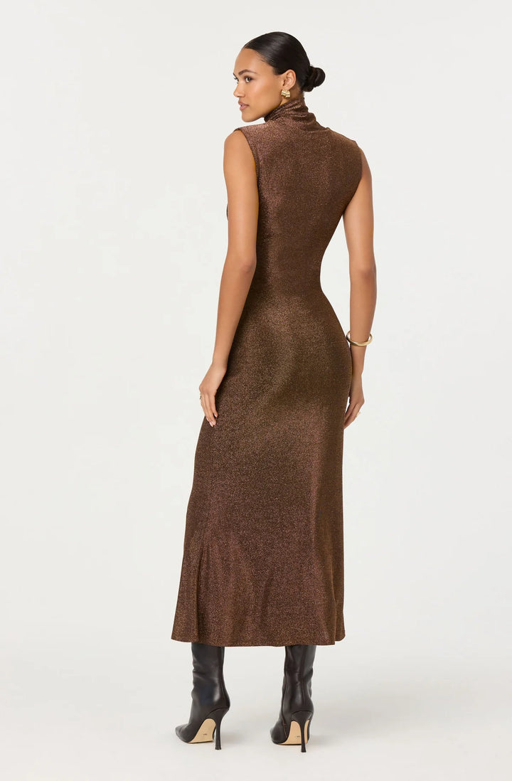 RIANA DRESS-BROWN METALLIC