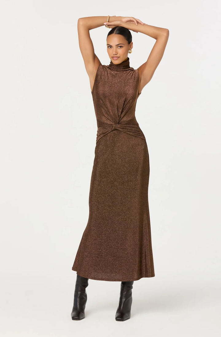 RIANA DRESS-BROWN METALLIC