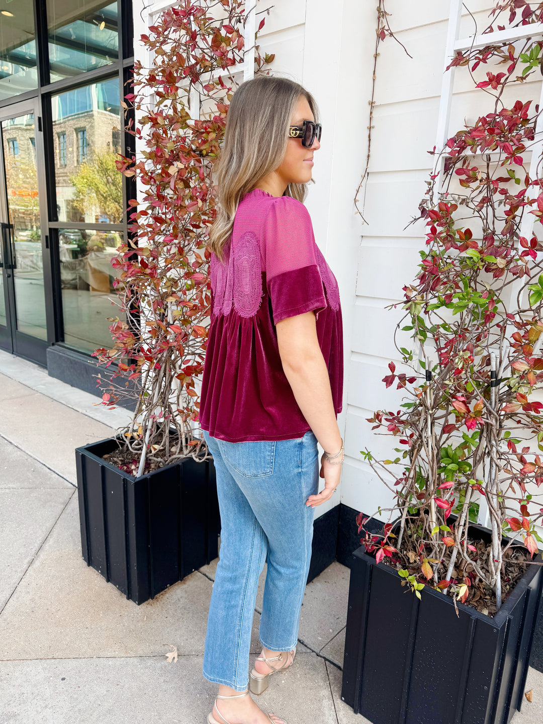 LACE DETAIL BABYDOLL TOP-WOODROSE