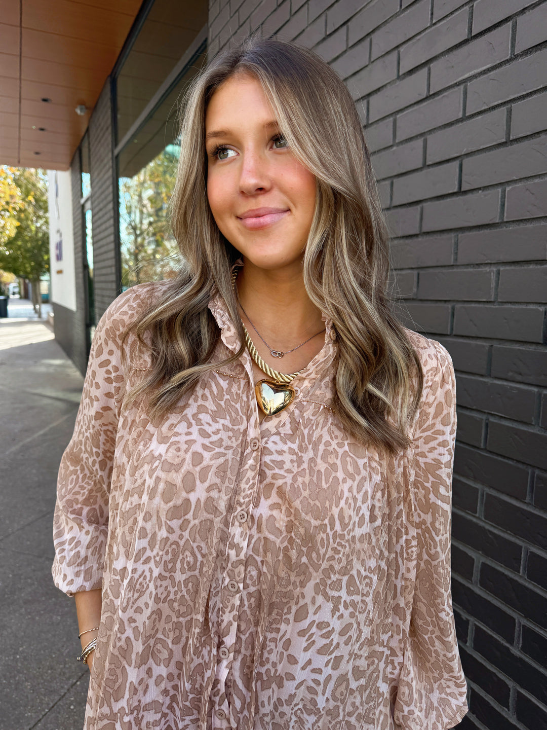 ANIMAL PRINT CHIFFON PLEATED BLOUSE-BLUSH/MULTI