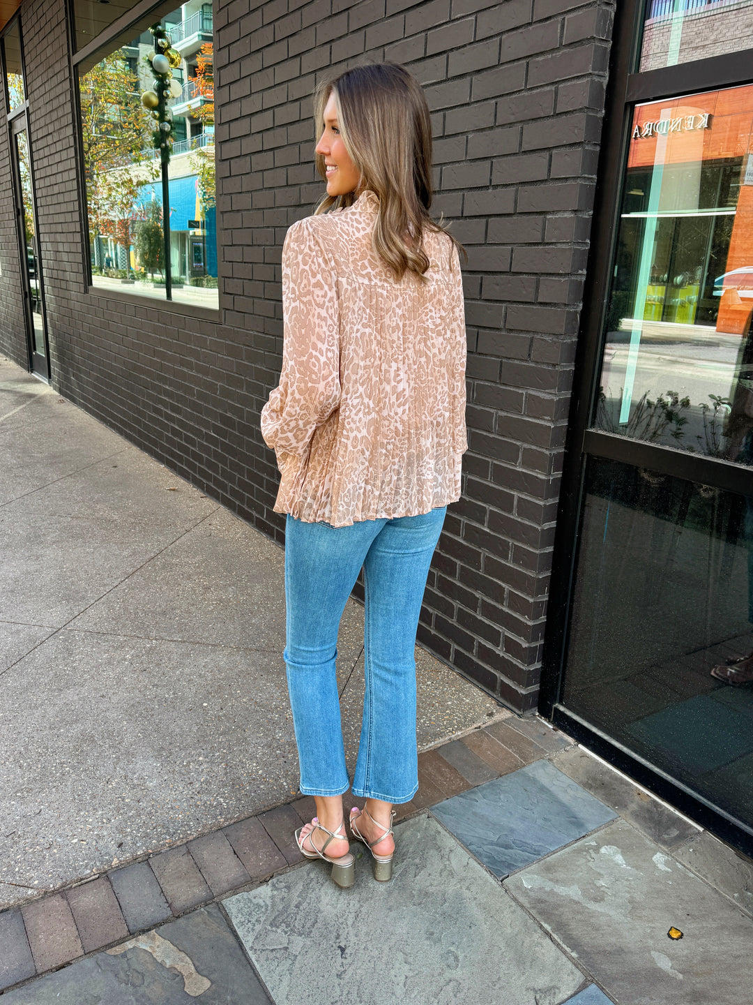 ANIMAL PRINT CHIFFON PLEATED BLOUSE-BLUSH/MULTI