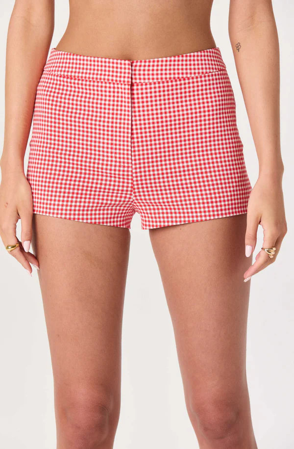 VALERIE SHORTS-RED GINGHAM