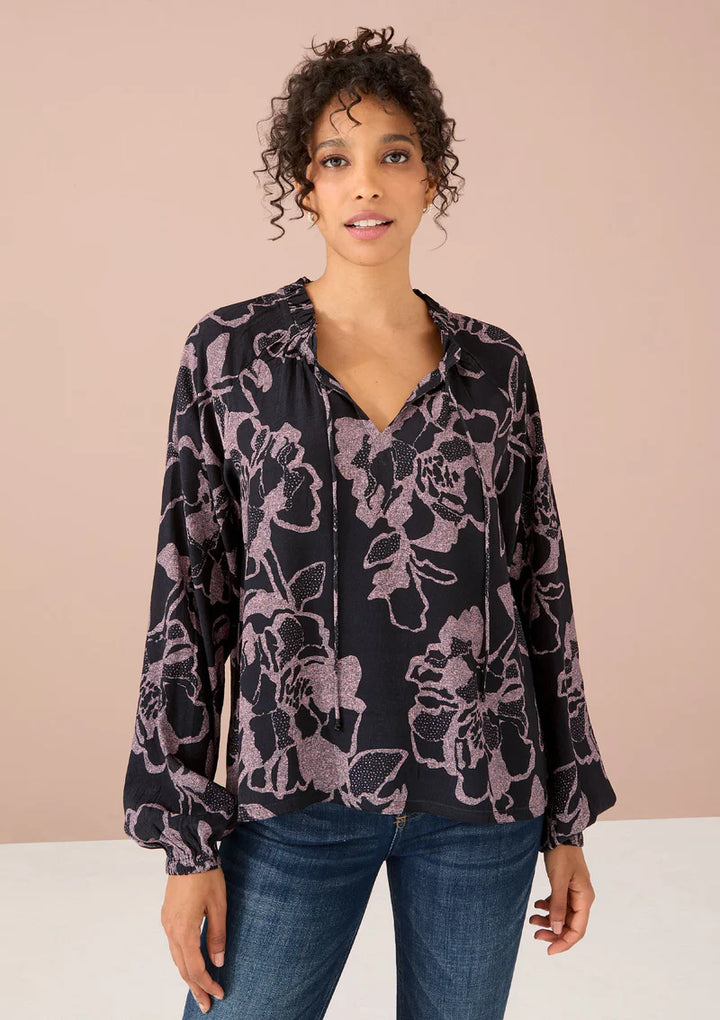 ASHLEY TOP-SHADOW FLORAL ROSE