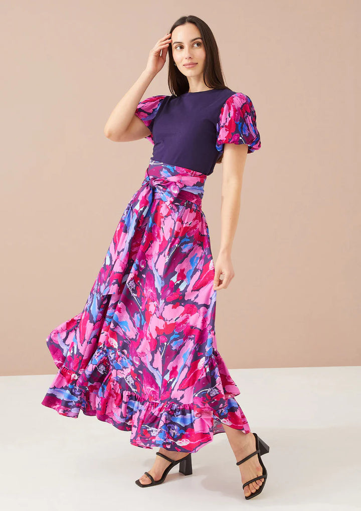 DALIA SKIRT DRESS-MAGENTA PAINT BURST