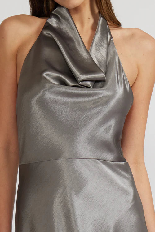 DEBBIE HALTER DRESS-PEWTER