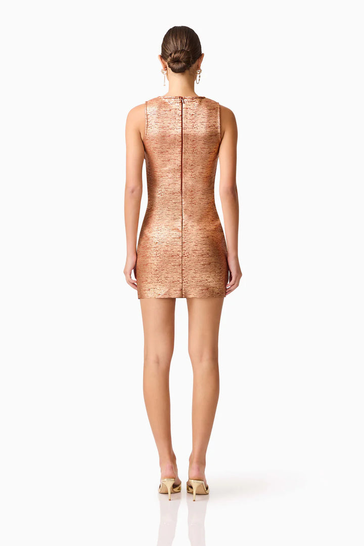 RHIAN FITTED MINI DRESS-RUST